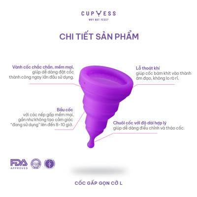 Cốc nguyệt san gấp gọn Z Cup cỡ L (25ml) Cup Yess chính hãng, an toàn, nhỏ gọn, siêu tiện lợi