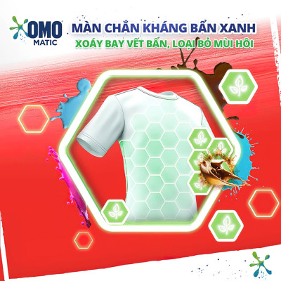 Túi Nước Giặt Omo Matic Cho Máy Giặt Cửa Trước Hương Hoa Anh Thảo Ngăn Mùi Ẩm Mốc 3.6KG