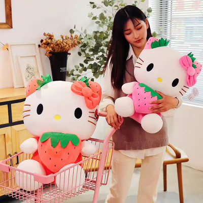 Gấu Bông Mèo Kitty Ôm Dâu Tây Siêu Hot Siêu Cưng (22cm--->50cm) Hàng Cao Cấp Loại 1 Chất Lượng Cao, An Toàn Cho Trẻ Nhỏ