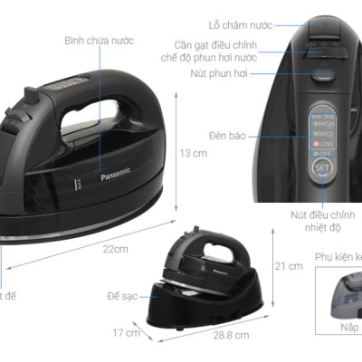 [ Hàng Chính Hãng ] Bàn ủi hơi nước không dây Panasonic NI-WL55KRA - 2000W - BH 12 tháng