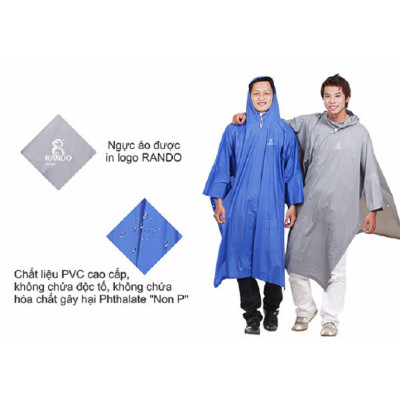 Áo mưa Poncho cổ rùa trơn Rando cao cấp (giao màu ngẫu nhiên)