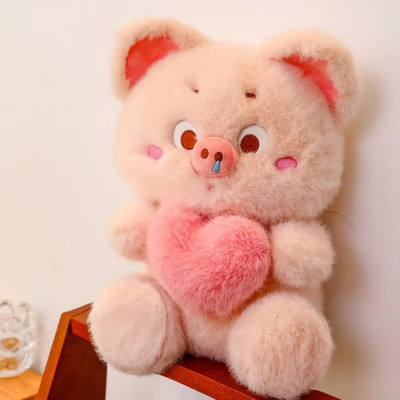 Thú nhồi bông heo rút tim đáng yêu - Size từ 30cm đến 50cm - Quà tặng gấu bông heo ôm tim có thể kéo ra được.
