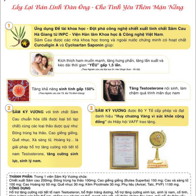 Sâm Kỳ Vương Viên Uống Tăng Cường Sinh Lực Phái Mạnh Kéo Dài Thời Gian - Che Tên SP