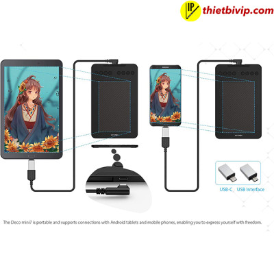 Bảng Vẽ Điện Tử XP-PEN Deco Mini7W Android Wireless Hỗ Trợ Cảm Ứng Nghiêng - Hàng Chính Hãng