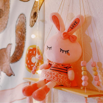 Gấu Bông Thỏ Bông Đồ Chơi Thỏ Hồng Tai Dài Vải Nhung Cao Cấp Co Giãn 4 Chiều