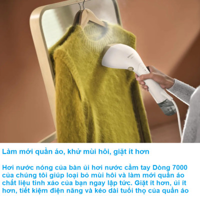 HÀNG CHÍNH HÃNG - Bàn ủi hơi nước cầm tay 2 trong 1 Philips STH7030/18, Series 7000, CÔNG SUẤT 1500W
