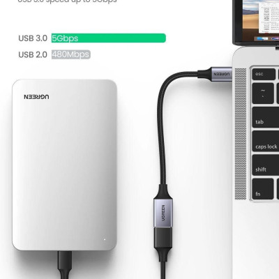 Ugreen UG70889US378TK 10cm bộ chuyển USB type C ra USB 3.0 OTG màu xám - HÀNG CHÍNH HÃNG