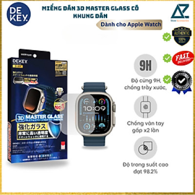 Miếng Dán Cường Lực Có Khung Dán Định Hình Dekey 3D Master Glass Dành Cho Apple Watch Ultra, chính hãng Japan_ Hàng Chính Hãng