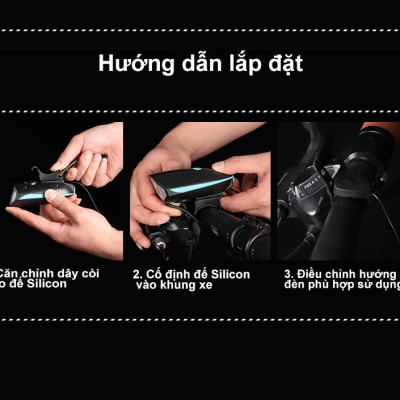 Đèn pin, đèn xe đạp siêu sáng, chống nước Rhino L102, pin sạc, 3 chế độ sáng, pin dài tới 4,5 tiếng - Hàng chính hãng