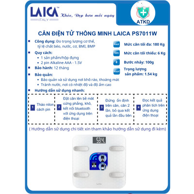 Cân điện tử thông minh LAICA PS7011