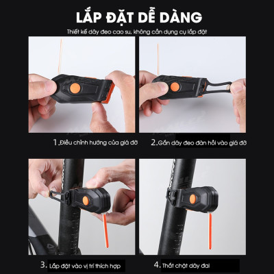 Đèn đuôi xe đạp đường phố với led chảy giọt nước YQ-208 , chống nước, Led COB độ sáng cao, dung lượng pin 500 mAH sạc Type-C sử dụng lên đến 18h tùy chế độ - Mai Lee