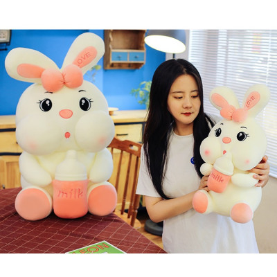 Gấu Bông Thỏ Ôm Bình Sữa - Thỏ Nhồi Bông Cao Cấp