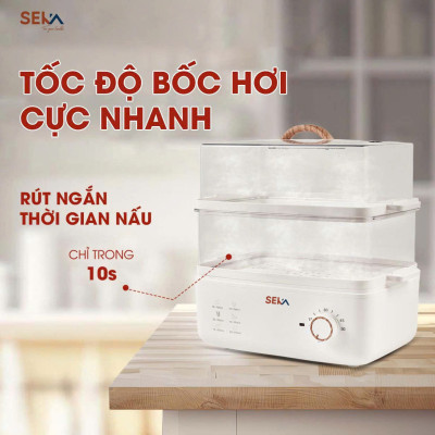Nồi Hấp Điện 2 Tầng Đa Năng 6in1 Seka SK6610 (SK2088) Model 2024 - Nồi Hấp Hẹn Giờ - Dung Tích 10L - Hàng Chính Hãng