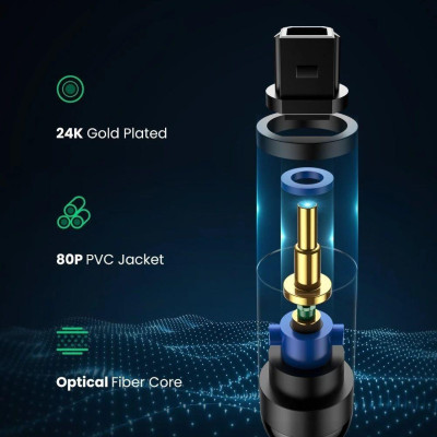 Ugreen UG70893AV122TK 3M cáp quang Toslink Optical đầu mạ vàng 24k âm thanh 7.1 màu đen - HÀNG CHÍNH HÃNG