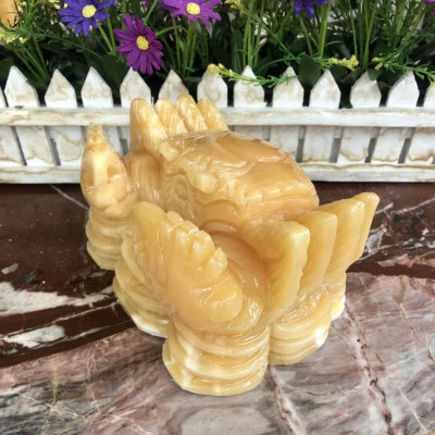 Tượng con Cua phong thủy đá ngọc hoàng long đặt bàn làm việc - Dài 17 cm