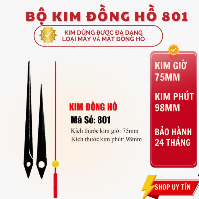 Kim Đồng Hồ Treo Tường Kankoo Mã Số K801 – 3 Kim Nhôm Nhẹ, Màu Đen – Phù Hợp Nhiều Loại Máy