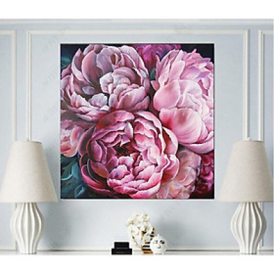 Tranh canvas treo tường hoa mẫu đơn khổ vuông TTC20132 - 50 x 50 cm