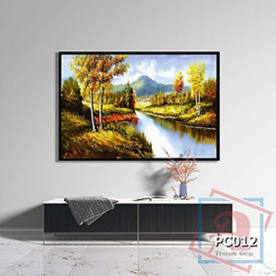 Tranh canvas phong cách sơn dầu - Phong cảnh Dòng sông - PC012