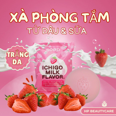 Xà Phòng Tắm Dưỡng Da Trắng Sáng Chiết Xuất Từ Sữa Và Dâu Tây Pelican Petit Berry Soap Strawberrry Milk (80 G)