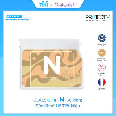 Thực Phẩm Sức Khỏe N Classic Hit - Sức Khỏe Hệ Tiết Niệu - PROJECT V - Hộp 60 Viên - Xuất xứ Pháp, Hàng Chính Hãng