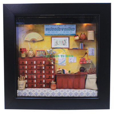 MÔ HÌNH TỰ LẮP RÁP DIY SÀI GÒN XƯA VÀ NAY - KHUNG TRANH TIỆM THUỐC BẮC - MÃ SP K01