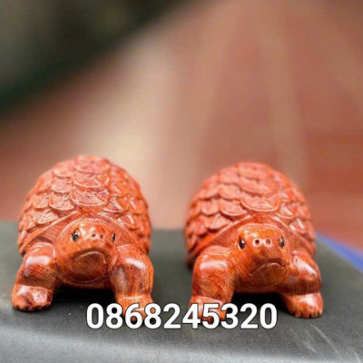 Tượng rùa kim quy tài lộc phong thủy bằng gỗ hương đá kt 9×6×5.5cm 