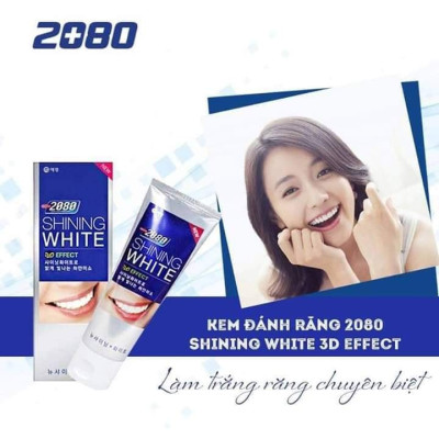 Kem đánh răng trắng răng 3D Shining White Effect Hàn Quốc 100g + Móc khoá
