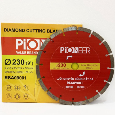 LƯỠI CẮT GẠCH - ĐÁ RSA09001 16 răng  đường kính phi Ø 230mm công nghệ ép nóng cao cấp