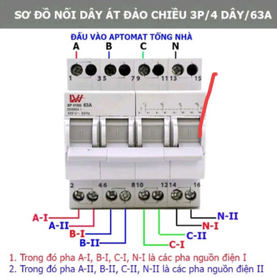 CB đảo chiều 2 nguồn điện 3 pha 380V 4P 63A-100A mẫu mới 2025