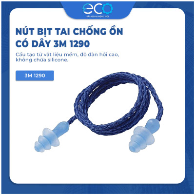 Nút bịt tai chống ồn 3M 1290 có dây, chống nước chính hãng