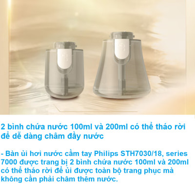 Bàn là hơi nước cầm tay 2 trong 1 Philips STH7030/18 Series 7000 công suất 1500W - Hàng Nhập Khẩu
