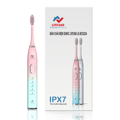 Bàn Chải Điện Sonic Life360 LE-BCD22A (Bản Cao Cấp) - Công nghệ sóng âm sonic, Chải Sạch Mảng Bám Tới 10 Lần, 5 chế độ thông minh, Chống Nước IPX7 