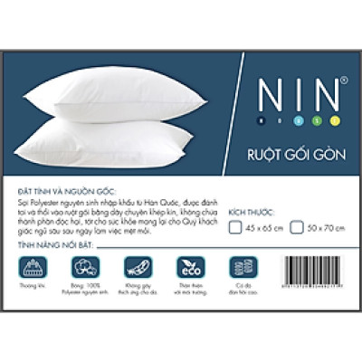 Ruột gối nằm gòn NIN House kích thước 50x70cm thích hợp cho những người thích nằm mềm