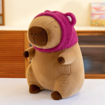 Thú nhồi bông capybara cosplay gấu dâu đáng yêu - Size từ 45cm đến 80cm - Quà tặng gấu bông chuột lang đội nón lotso êm mịn.