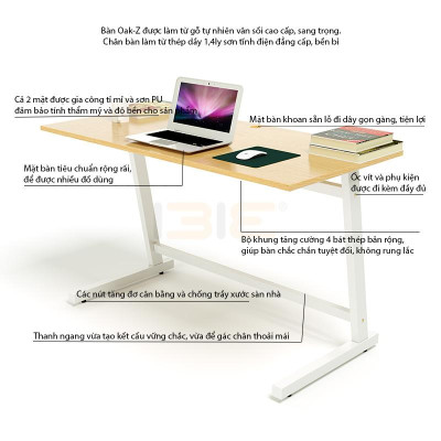 Bộ Bàn Oak-Z Trắng Và Ghế Đen IBIE IB517