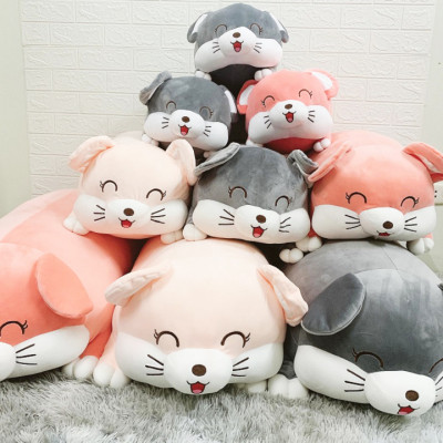 Gấu Bông Gối Ôm Chuột Cao Cấp Vải Nhung Co Giãn 4 Chiều