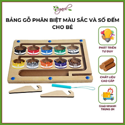 Bảng gỗ Montessori phân biệt màu sắc và số đếm cho bé - Bảng gỗ nhận biết màu sắc và số đếm cho bé - Orgavil 