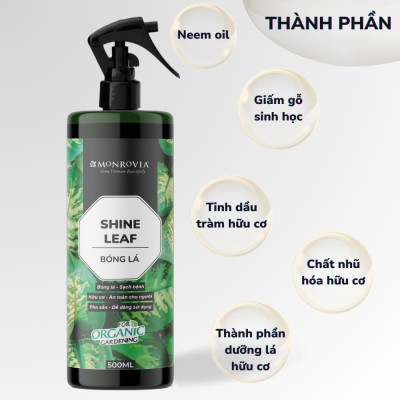 Phân bón trong nhà BÓNG LÁ MONROVIA hữu cơ giúp lá xanh mướt, bóng cho cây cảnh dung tích 500ml