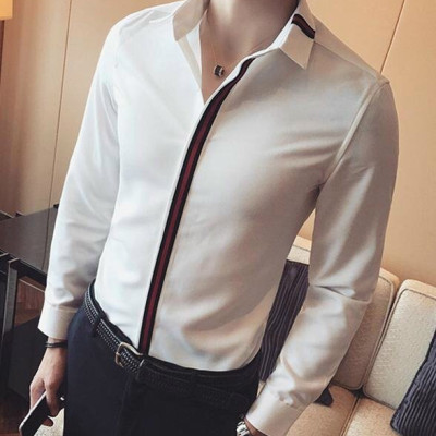 Áo sơ mi nam tay dài viền giữa đen đỏ