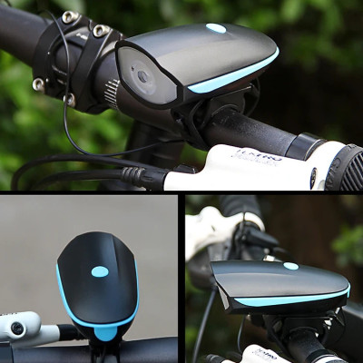 Đèn xe đạp thể thao siêu sáng có còi pin sạc usb led T6 chống nước - Đèn còi xe đạp có 3 chế độ sáng còi to - Chính hãng Amalife