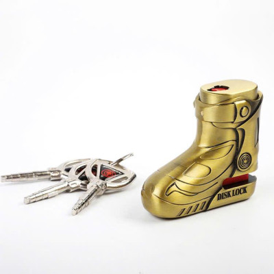 Khóa Đĩa Xe Chống Cắt Thép Không Gỉ Hình Giày - Bảo Mật 10 Lớp, 4 Chìa