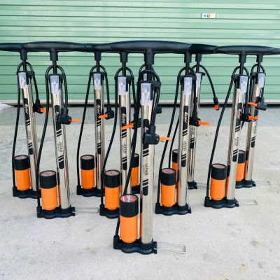 Bơm xe đạp, xe máy thân inox thương hiệu Kirito nhật bản có đầu bơm bóng, bơm đệm - Bơm inox Kirito