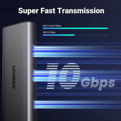 Bộ Chuyển Đổi Tín Hiệu Hub USB-C 7 trong 1 Ugreen 15531 sang HDMI + USB-C + 2 x USB-A + USB-C PD100W +  SD/TF - Hàng chính hãng