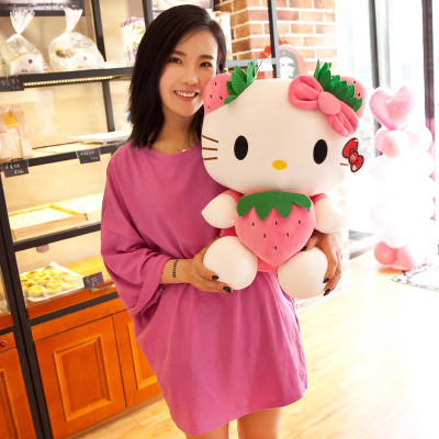 Gấu Bông Mèo Kitty Ôm Dâu Tây Siêu Hot Siêu Cưng (22cm--->50cm) Hàng Cao Cấp Loại 1 Chất Lượng Cao, An Toàn Cho Trẻ Nhỏ