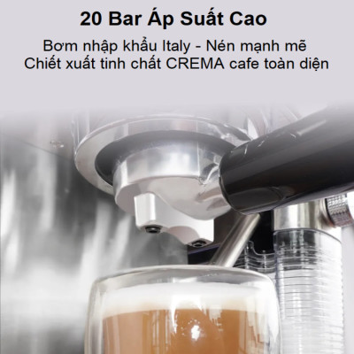 Máy pha cà phê Espresso bán tự động Espresso, Latte, Cappuccino thương hiệu Mỹ cao cấp HiBREW H13A - Hàng Nhập Khẩu