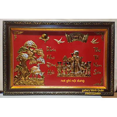 Tranh mừng thọ Ông, Bà bằng đồng vàng nguyên chất