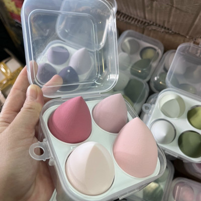 Set 4 Bông Mút Trang Điểm Siêu Mịn Kèm Hộp Đựng Cao Cấp Sang Trọng( màu ngẫu nhiên )