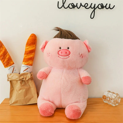 Thú nhồi bông heo tóc xù đáng yêu - Size 25cm - Quà tặng gấu bông hồng có tóc tạo kiểu mềm mịn.