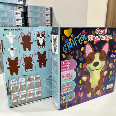 KIM NHỰA Bộ Thủ Công Trẻ Tự Làm Thú Bông 5+ CORGI KING FLUFFY I Craftoi Felt Sewing toy prepunched holes plastic needle