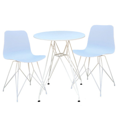 Bàn tiếp khách Bàn cafe mặt tròn 60 cm gỗ sơn hiện đại chân thép sơn tĩnh điên trắng đen TE DSR - 06W tại HCM